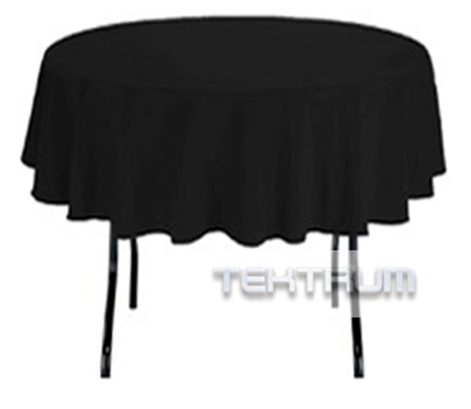 TEKTRUM 70 INCH ROUND POLYESTER TABLECLOTH - THICK/HEAVY DUTY/DURABLE FABRIC - BLACK COLOR