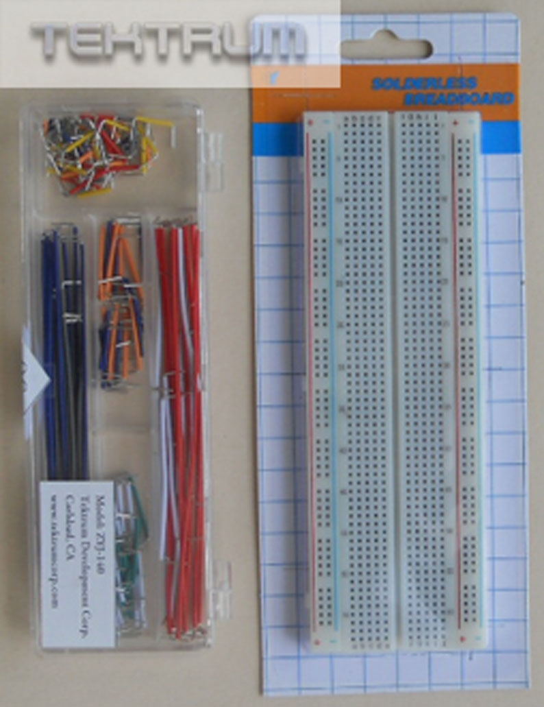 TEKTRUM SOLDERLESS 830 TIE-POINTS EXPERIMENT PLUG-IN BREADBOARD KIT WITH 140 PIECES PRE-FORMED SOLID JUMPER WIRES