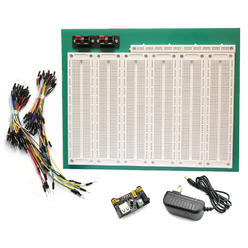 TEKTRUM EXTERNALLY POWERED SOLDERLESS 4660 TIE-POINTS EXPERIMENT PLUG-IN BREADBOARD W/ 350 PIECES PRE-FORMED SOLID JUMPER WIRES