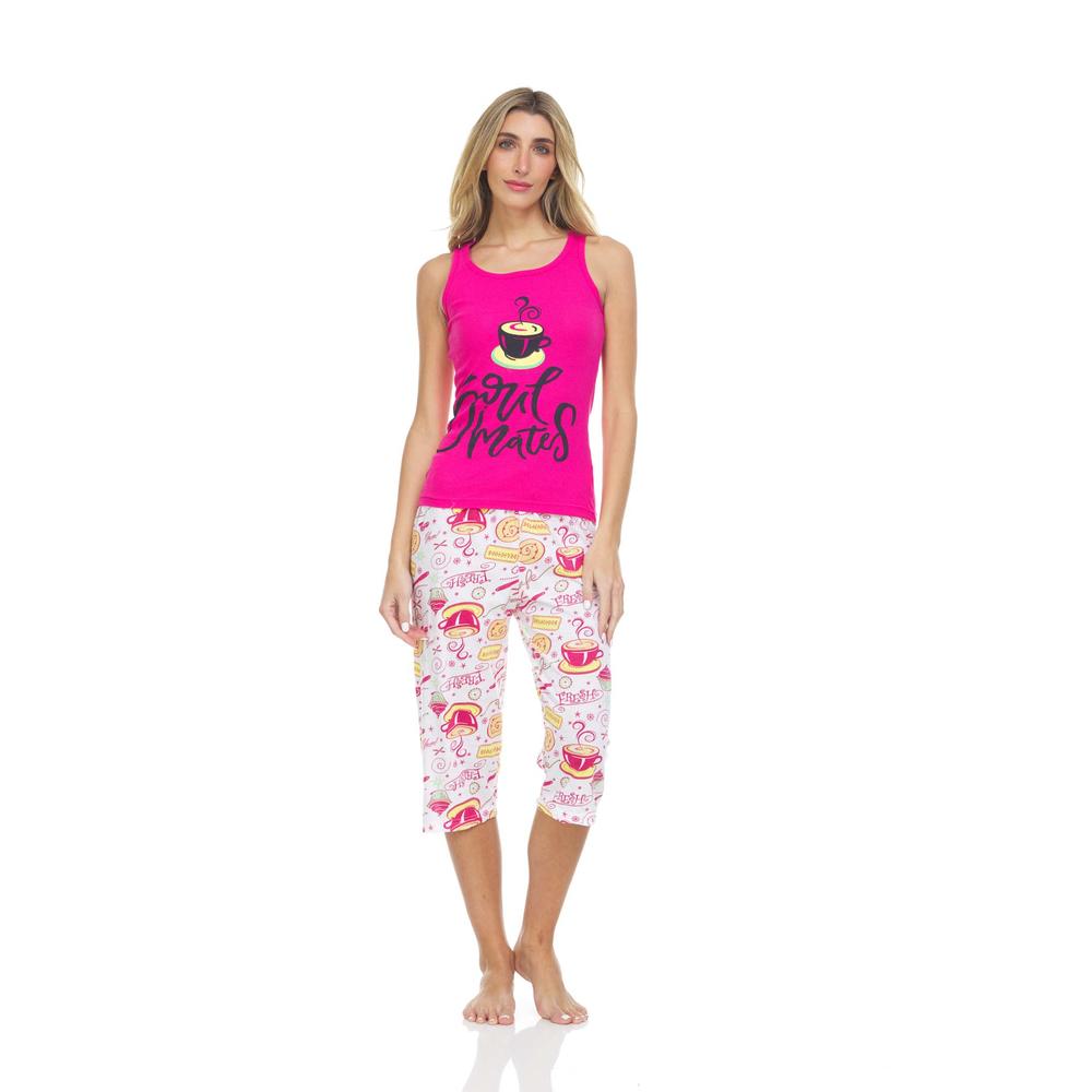 Lati Fashion 209C Women Sleeveless Capri Set Sleepwear Pajamas Woman Sleep Nightshirt 