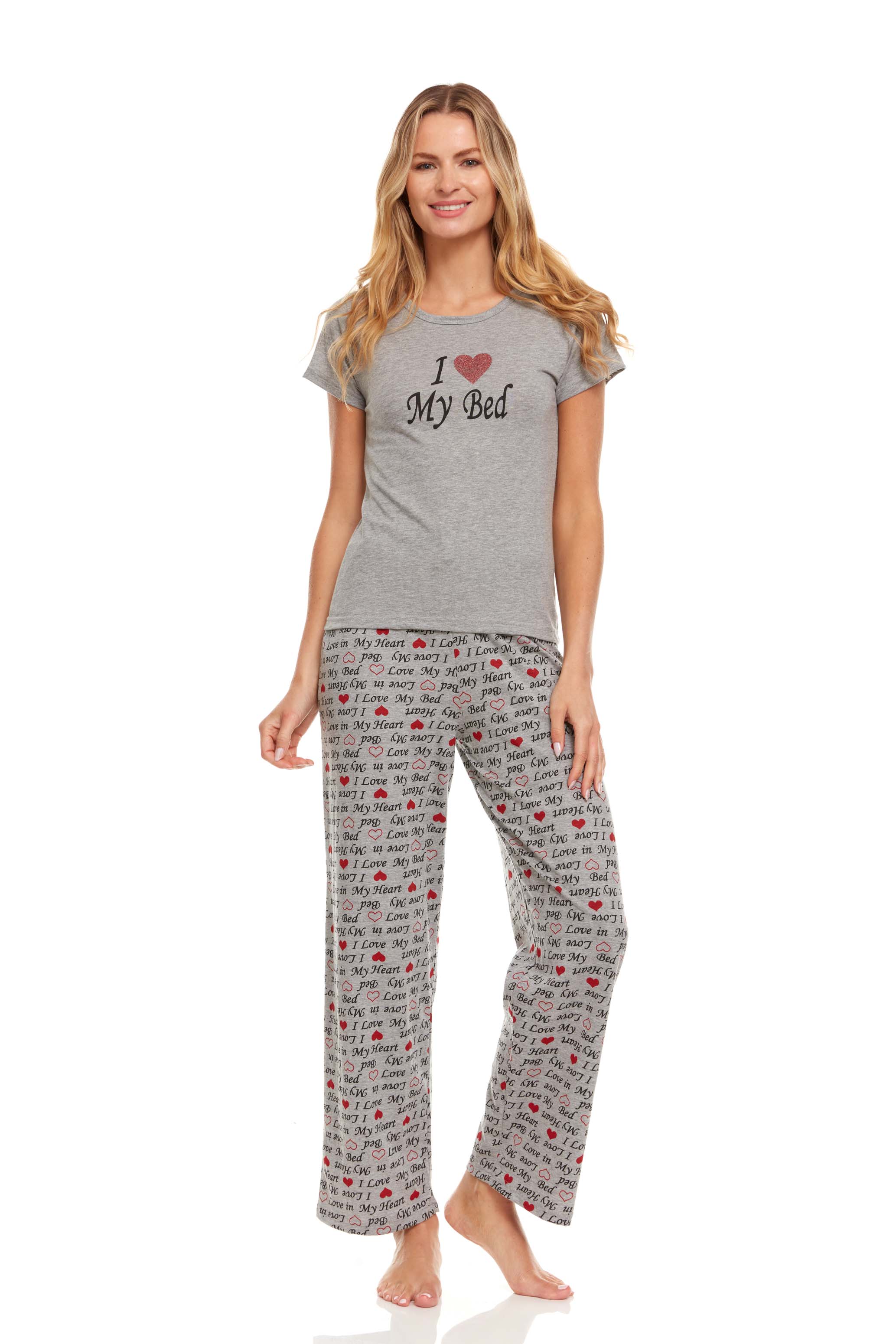 Lati Fashion 09P Womens Pants Set Sleepwear Pajamas Woman Short Sleeve Sleep Nightshirt