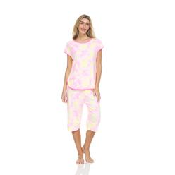 Lati Fashion 5041C Womens Capri Set Short Sleeve Sleepwear Pajamas Woman Sleep Nightshirt