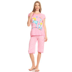 Lati Fashion 5012C Womens Capri Set Sleepwear Pajamas Woman Short Sleeve Sleep Nightshirt