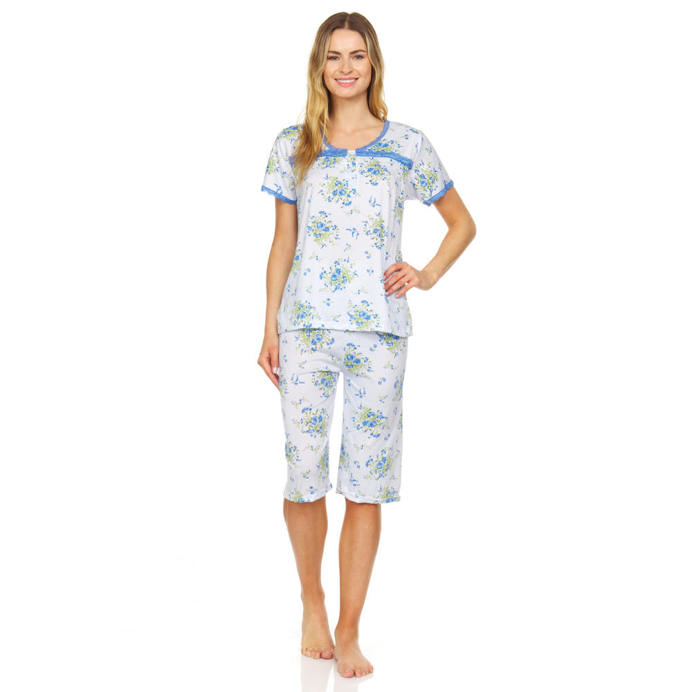 Lati Fashion 5201C Womens Capri Set Short Sleeve Sleepwear Pajamas Woman Sleep Nightshirt