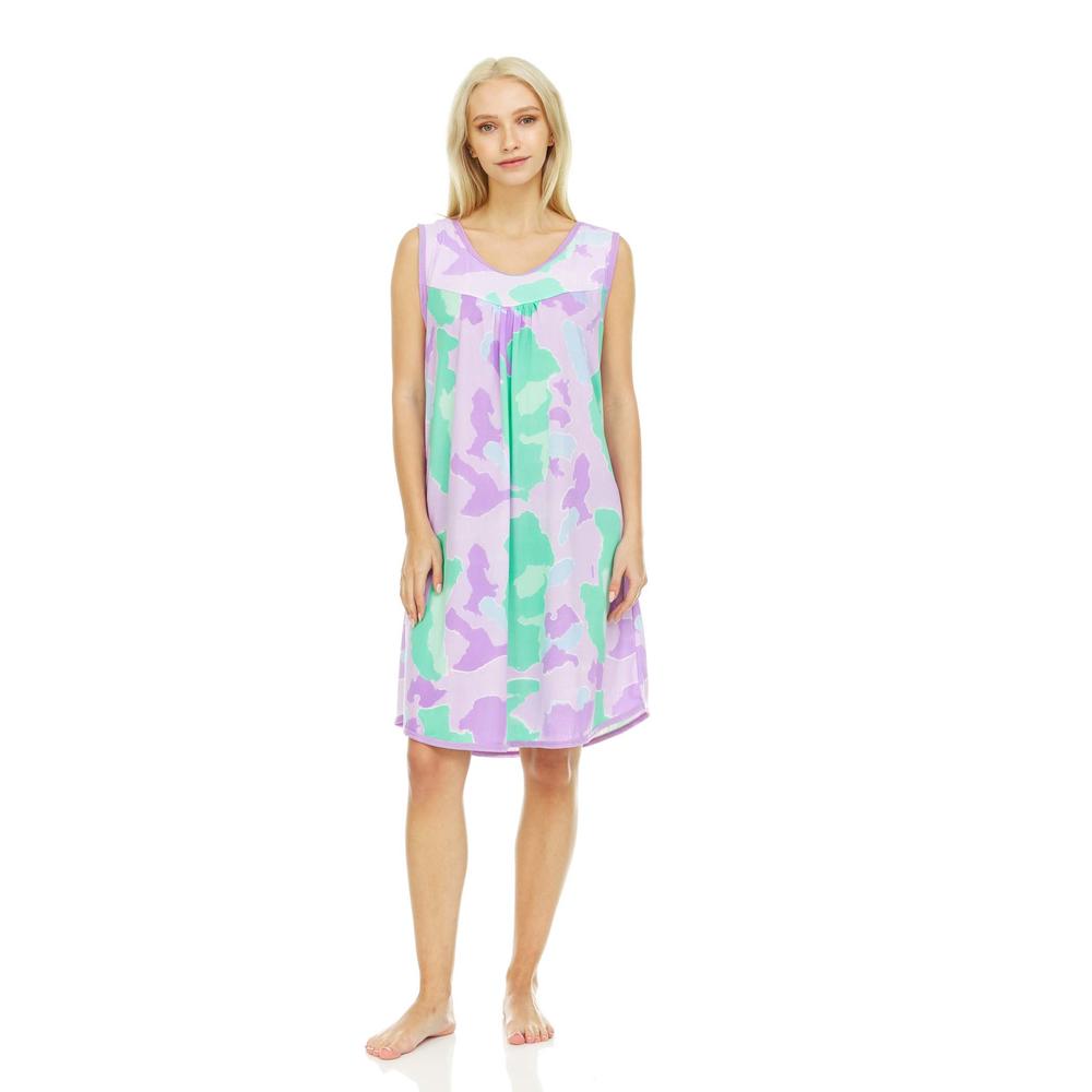Lati Fashion 5041 Women Night Gown Sleeveless Sleepwear Pajamas Woman Sleep Nightshirt