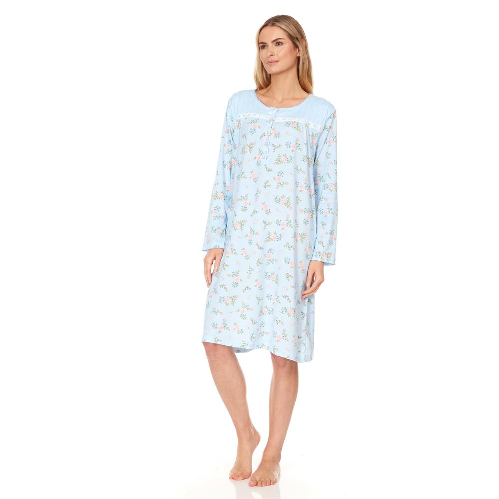 Lati Fashion 6011 Womens Nightgown Sleepwear Pajamas Woman Long Sleeve Sleep Dress Nightshirt
