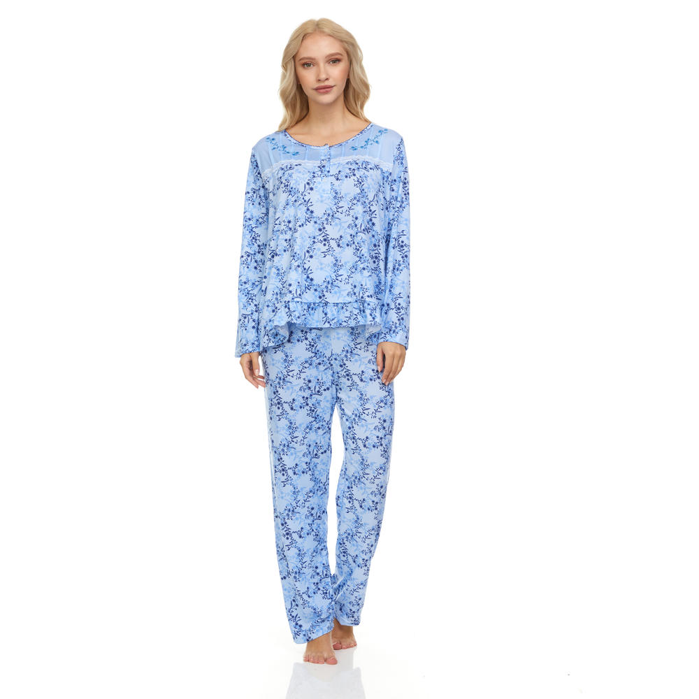Lati Fashion 6013P Women Pajamas Set Pants and Top Long Sleeve, 2-Piece Female Pajamas Set