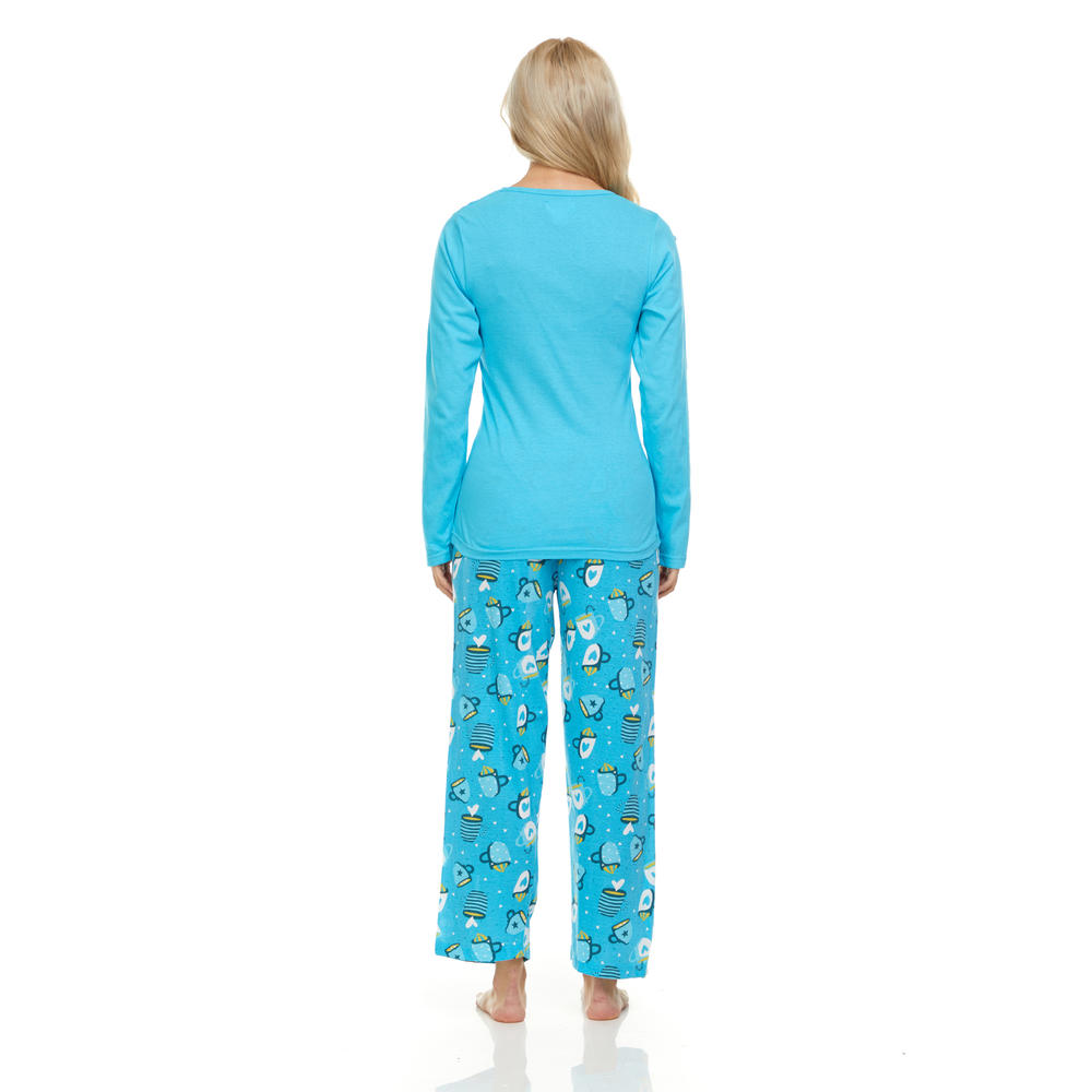 Lati Fashion 1140P Women Pajamas Set Pants and Top Long Sleeve, 2-Piece Female Pajamas Set 100% Cotton