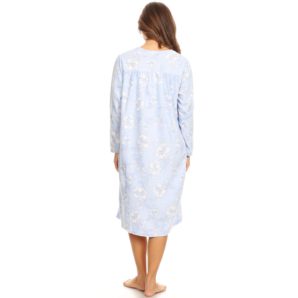 Lati Fashion 4026 Fleece Womens Nightgown Sleepwear Pajamas Woman Long Sleeve Sleep Dress Nightshirt