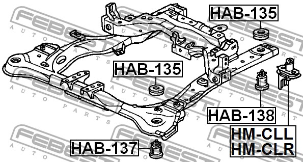 Febest 2005 Honda Accord Suspension Subframe Bushing Hab Febest 2005 Honda Accord Suspension Subframe Bushing Hab 135 Oem