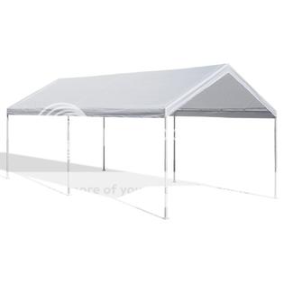 Abba Patio 10 X 20 Feet Domain Outdoor Carport Canopy With 6 Steel Legs White Carport Canopy Car Canopy Steel Carports
