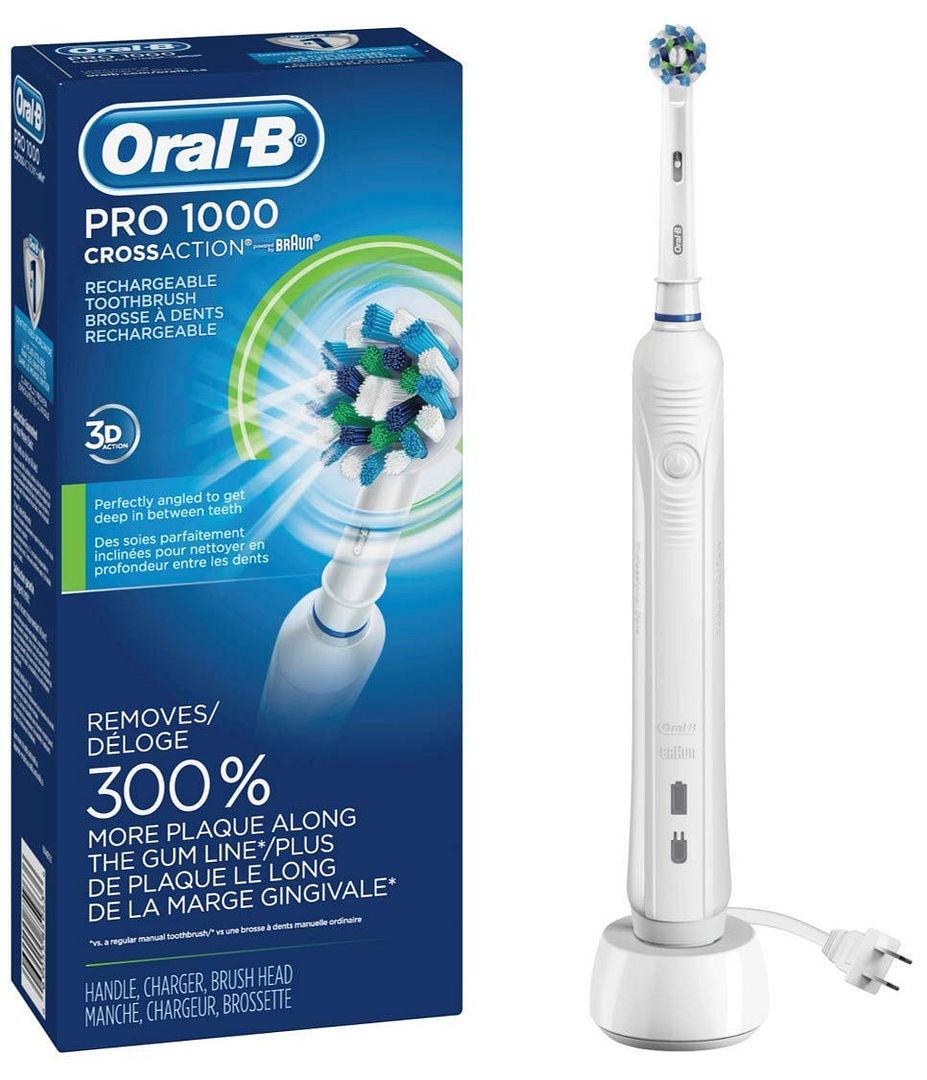 Oral-B White Pro 1000 Power Rechargeable Electric Toothbrush, Powered by  Braun