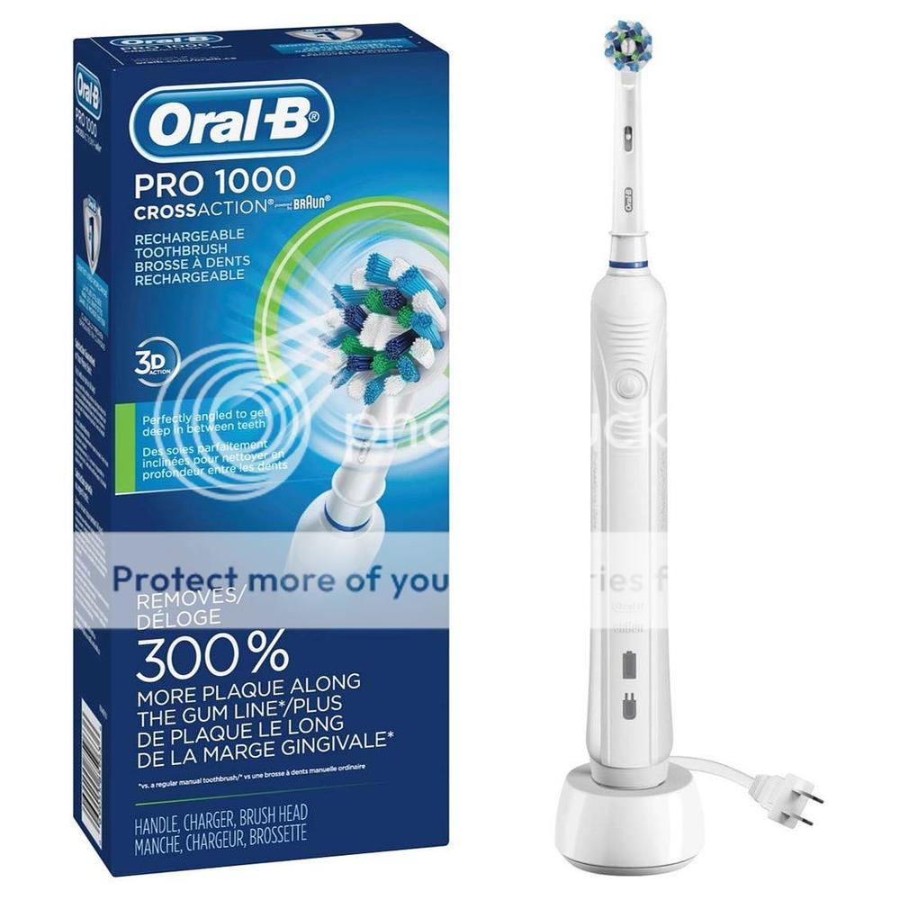 Oral-B White Pro 1000 Power Rechargeable Electric Toothbrush, Powered by Braun