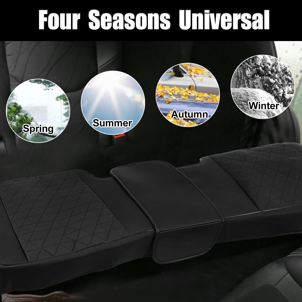 Unique Bargains 1 Set Universal Rear Car Seat Cushion Cover Protector Pad PU Leather Black