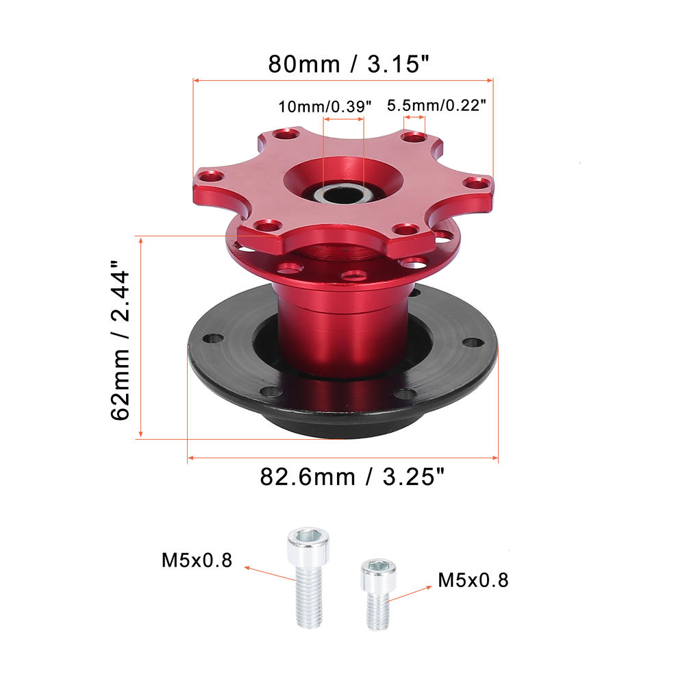 Unique Bargains Universal 6 Hole Car Steering Wheel Hub Adapter Quick Release Boss Kit Red