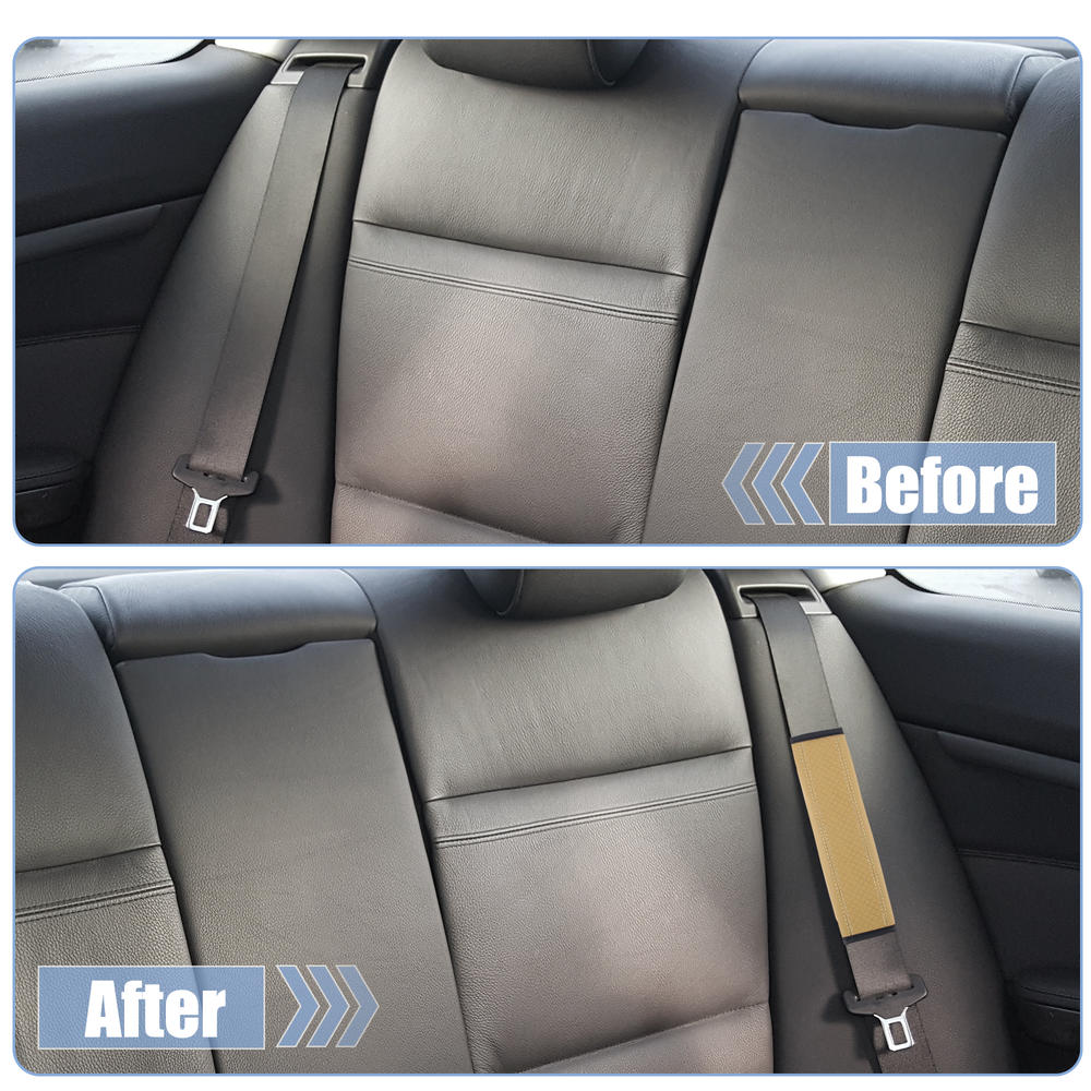Unique Bargains 4pcs Microfiber Leather Car Interior Seat Belt Shoulder Pad Mat Cover Khaki