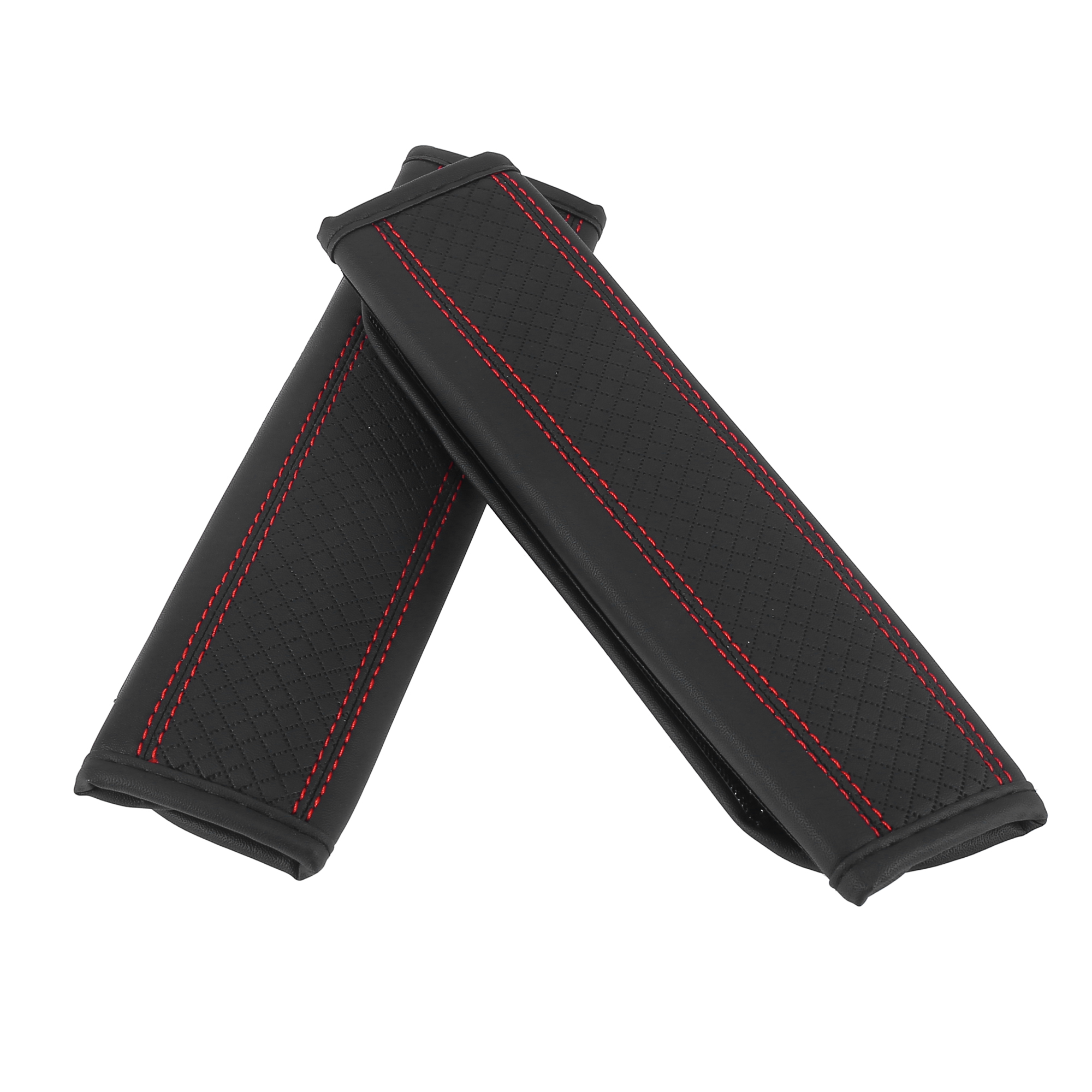 Unique Bargains 4pcs Microfiber Leather Car Interior Seat Belt Shoulder Pad Cover Black Red