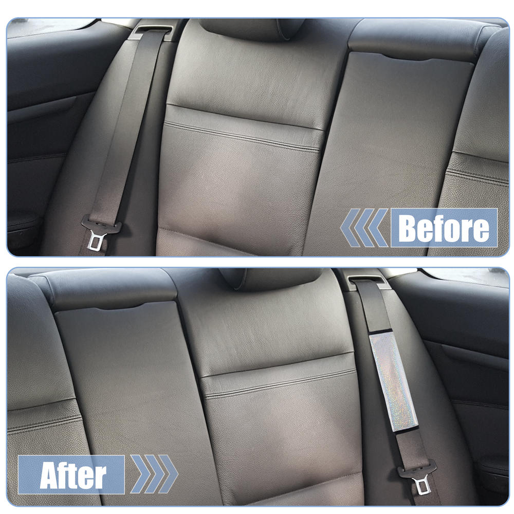 Unique Bargains 4pcs Faux Leather Bling Car Interior Seat Belt Shoulder Pad Cover Cushion White