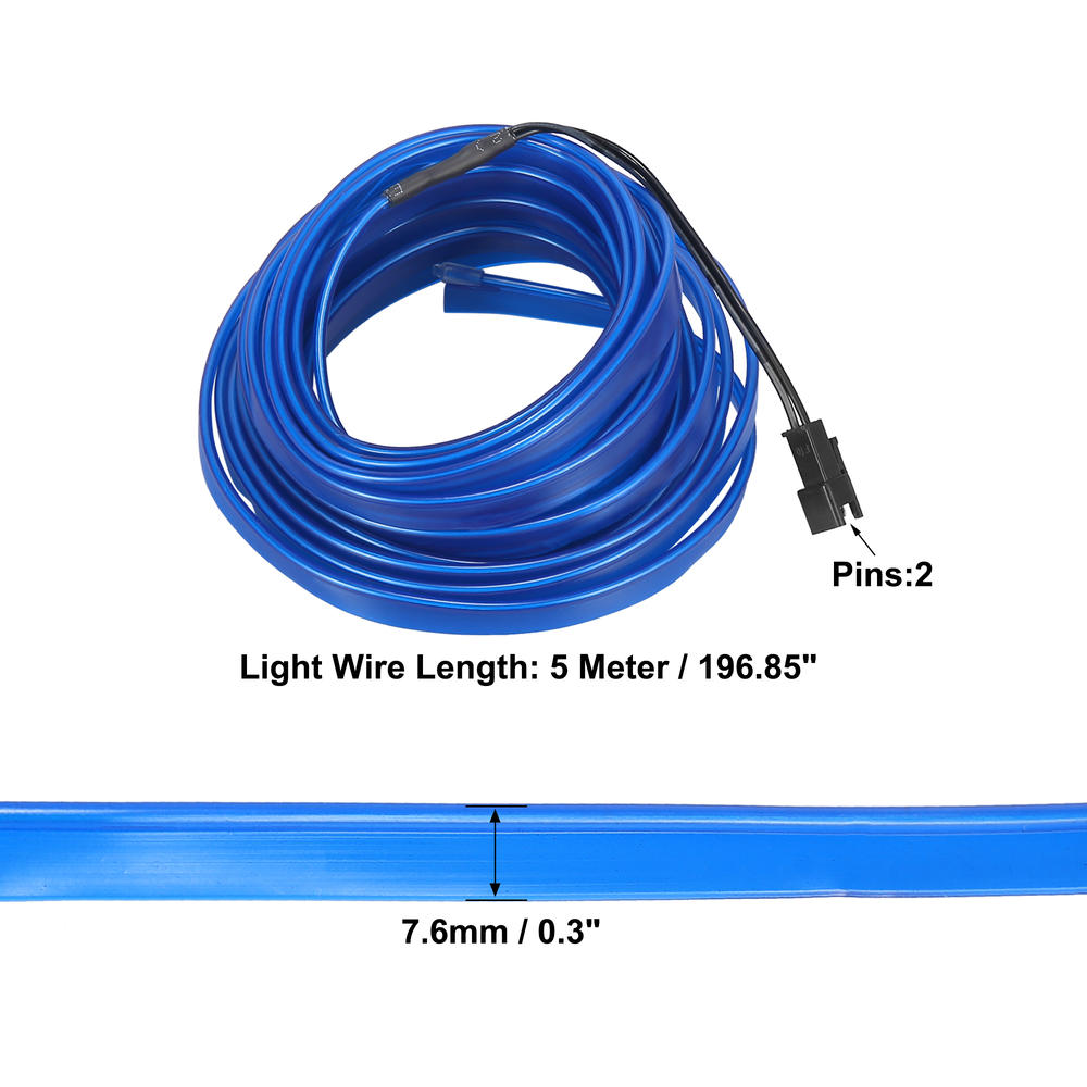 Unique Bargains 5 Meter/16ft USB EL Wire String Strip Blue Cold Light Set for Car Decoration