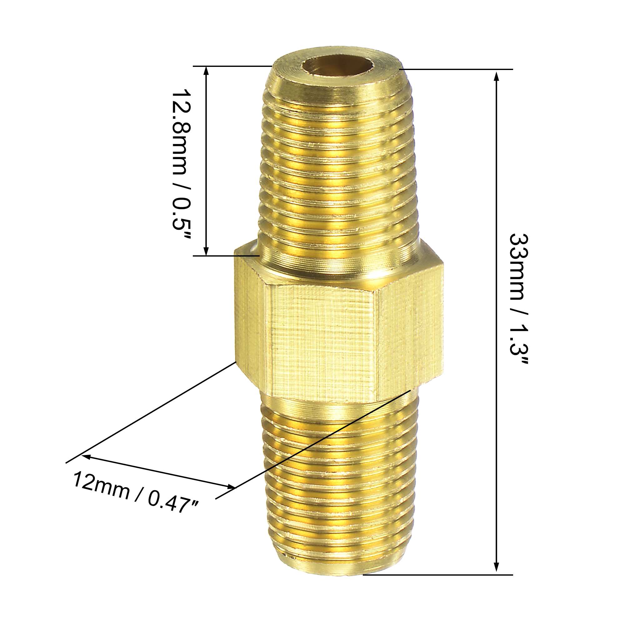 Unique Bargains Brass Pipe Fitting Reducer Adapter 1/8" NPT Male x 1/8" NPT Male