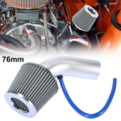 Unique Bargains 3'' Inlet Car Air Intake Filter Replacement Round Tapered Silver Tone 1 Set