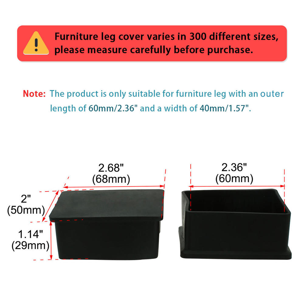 Unique Bargains PVC Leg Caps Tips Feet Covers 40x60mm Inner Size 20pcs Prevent Scratch for Chair