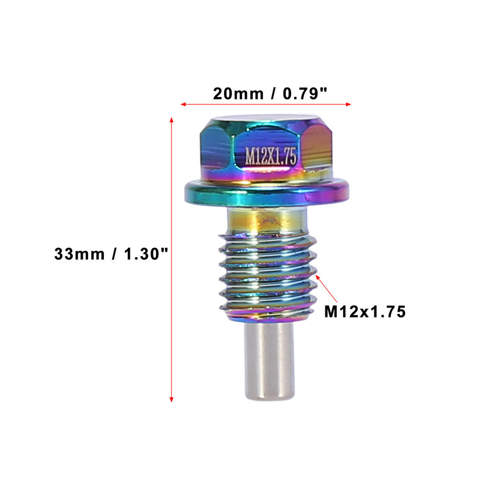 Unique Bargains 2 Set M12x1.75 Multicolor Magnetic Oil Drain Plug Sump Pan with Gaskets