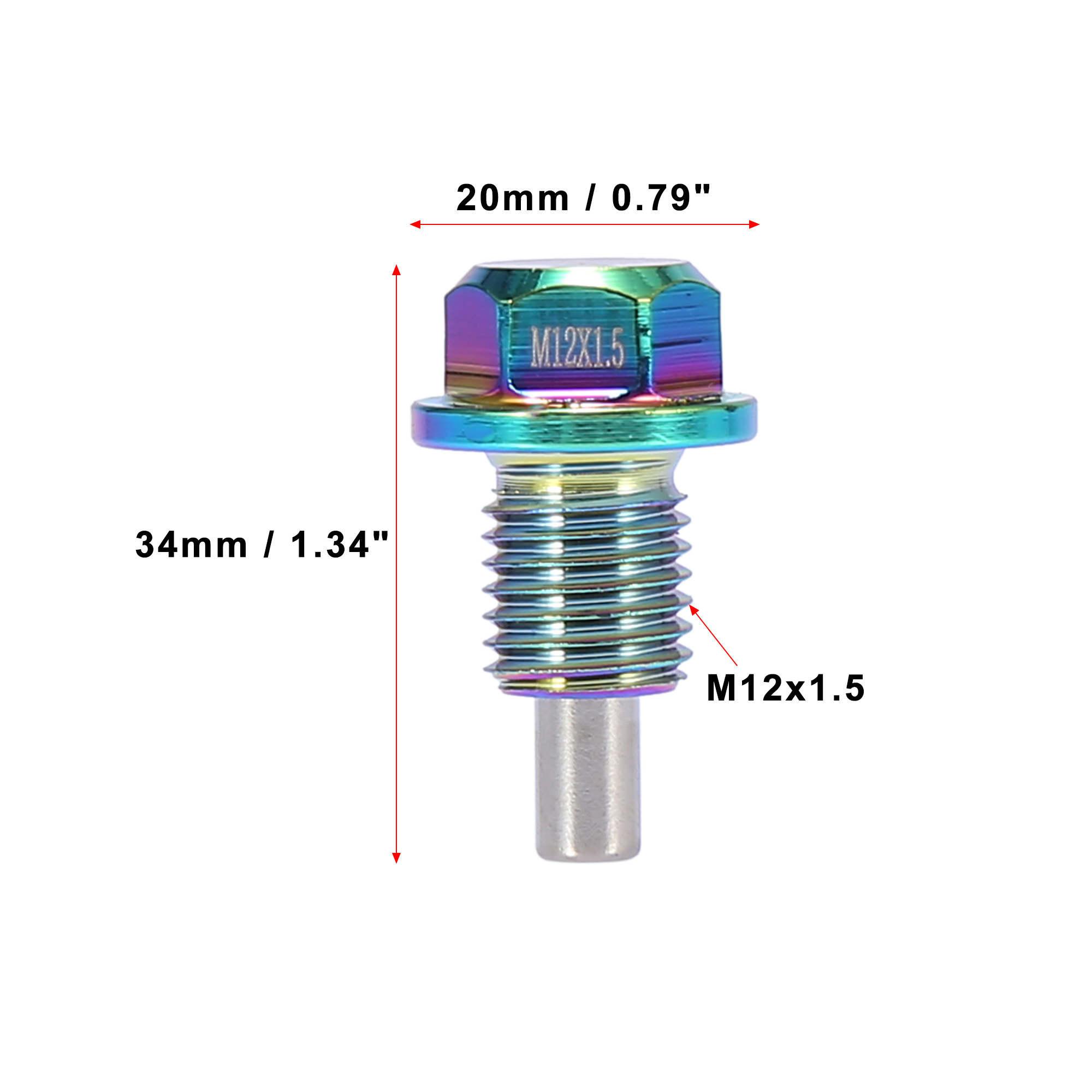 Unique Bargains 2 Set M12x1.5 Multicolor Magnetic Oil Drain Plug Sump Pan with Gaskets