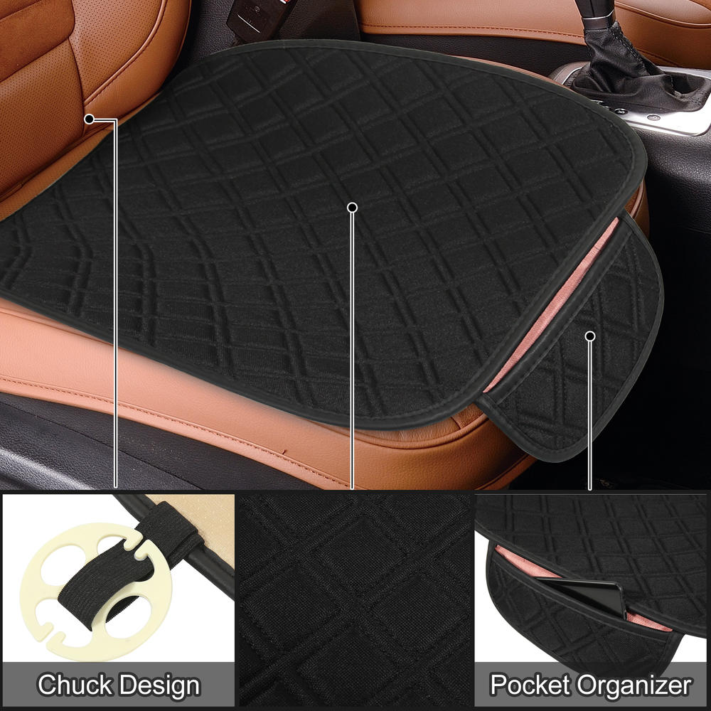 Unique Bargains Car Seat Covers Protector Front Seat Pad Mat Flax Cloth Black Universal