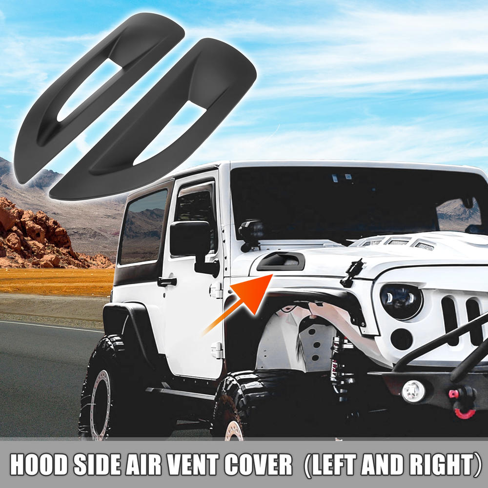 Unique Bargains Pair Hood Side Air Vent Cover Matte Black for Jeep Wrangler JK Rubicon 2007-2017