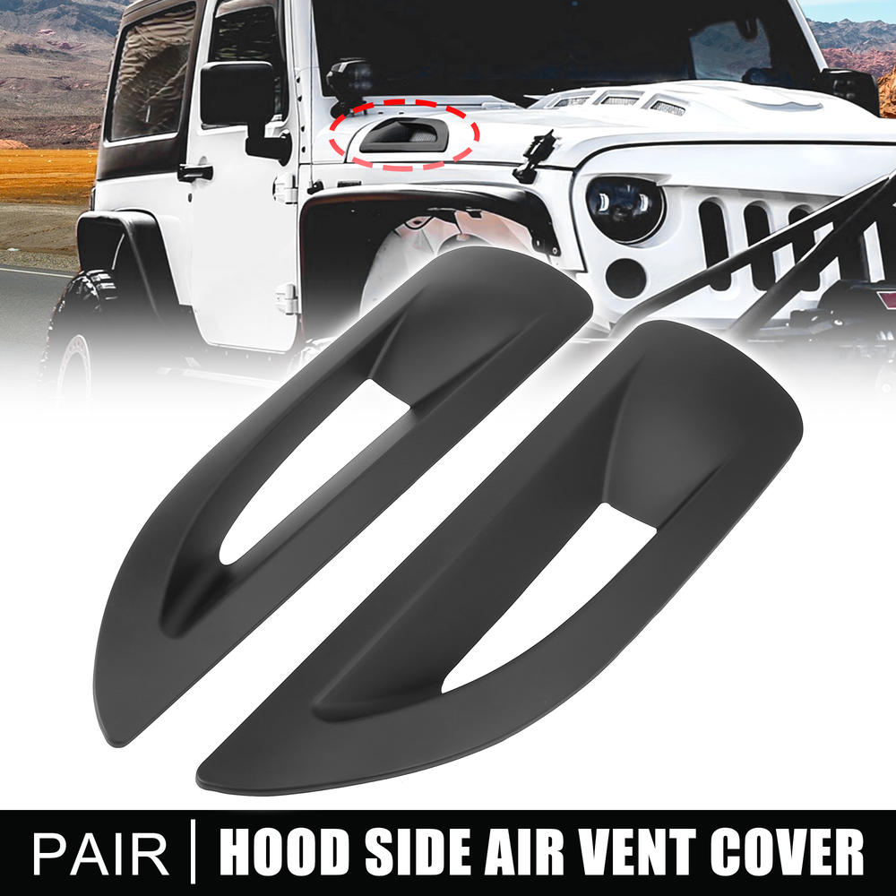 Unique Bargains Pair Hood Side Air Vent Cover Matte Black for Jeep Wrangler JK Rubicon 2007-2017