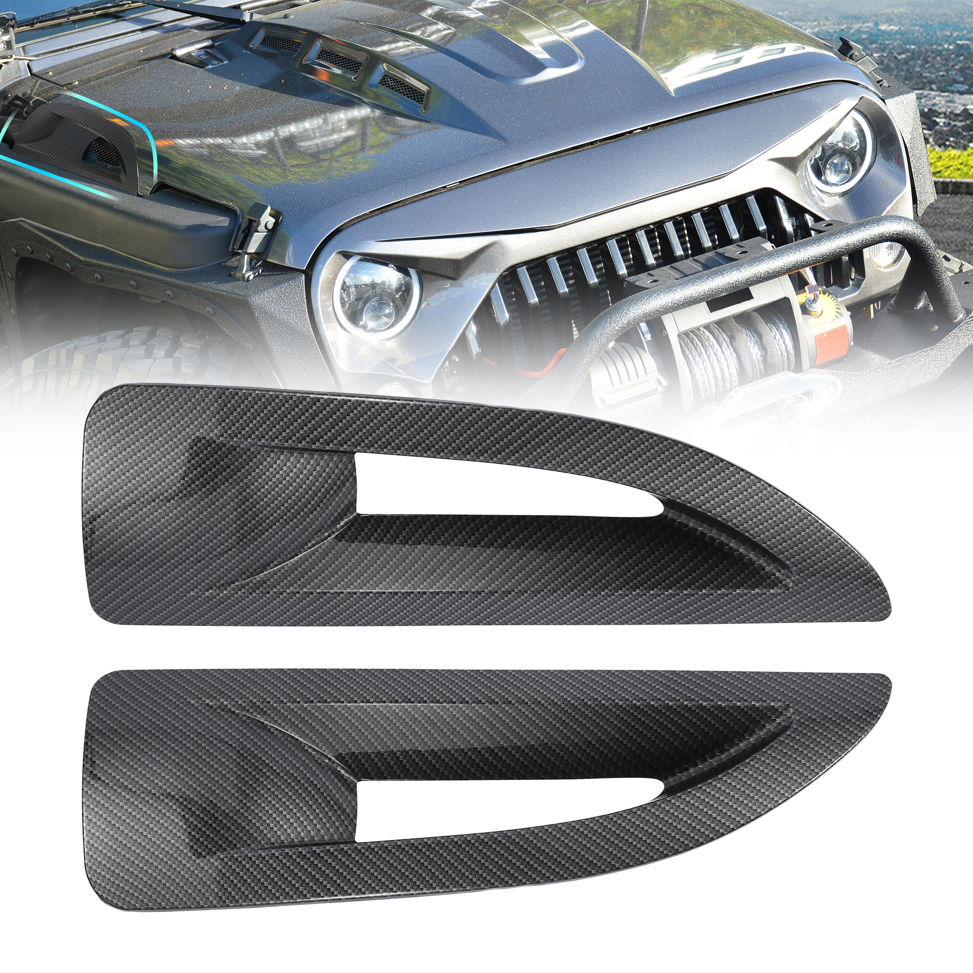 Unique Bargains Pair Hood Side Air Vent Cover for Jeep Wrangler JK JKU Unlimited Rubicon 07-17
