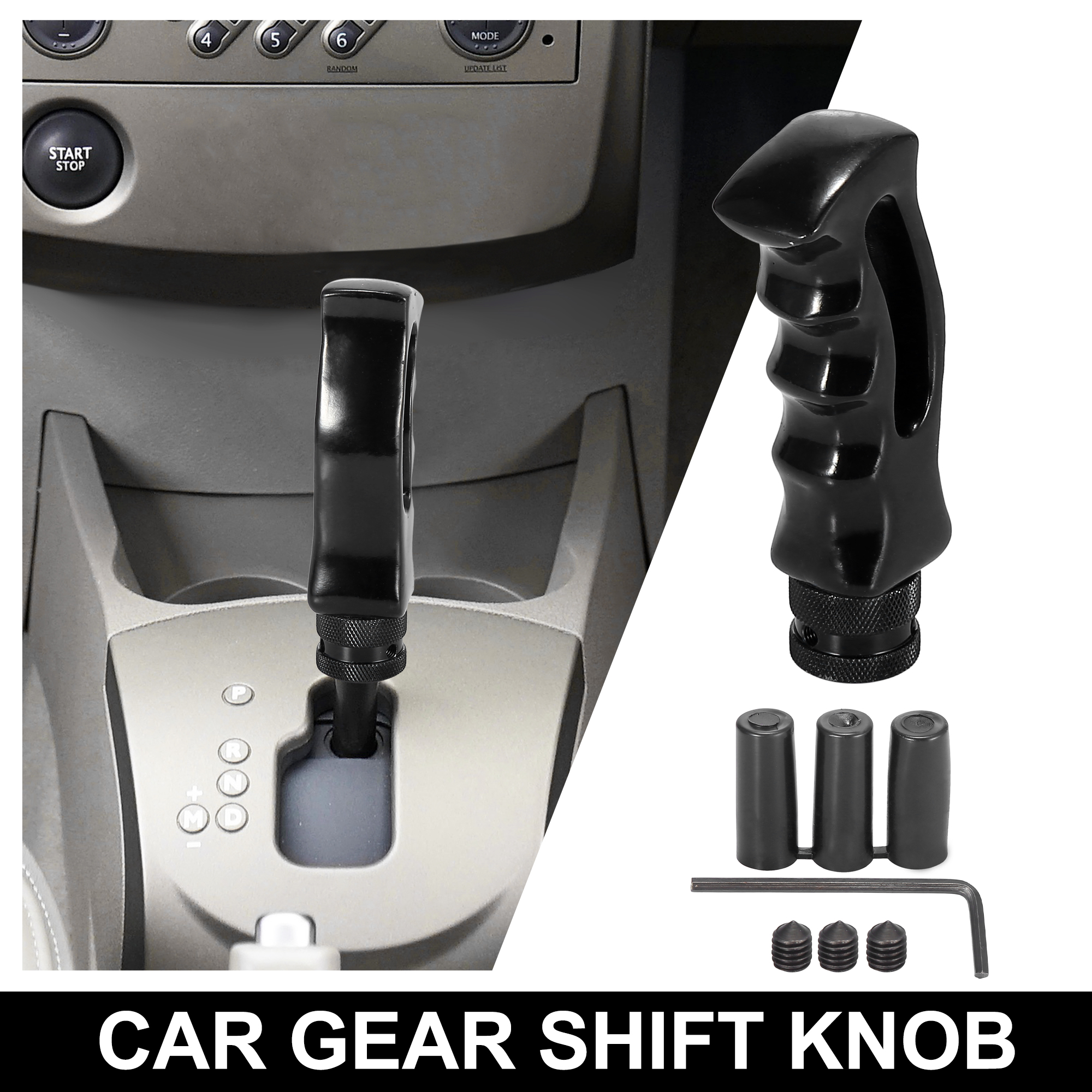 Unique Bargains 1 Set 11.5cm Aluminum Alloy Universal Manual Car Gear Shift Knob Black