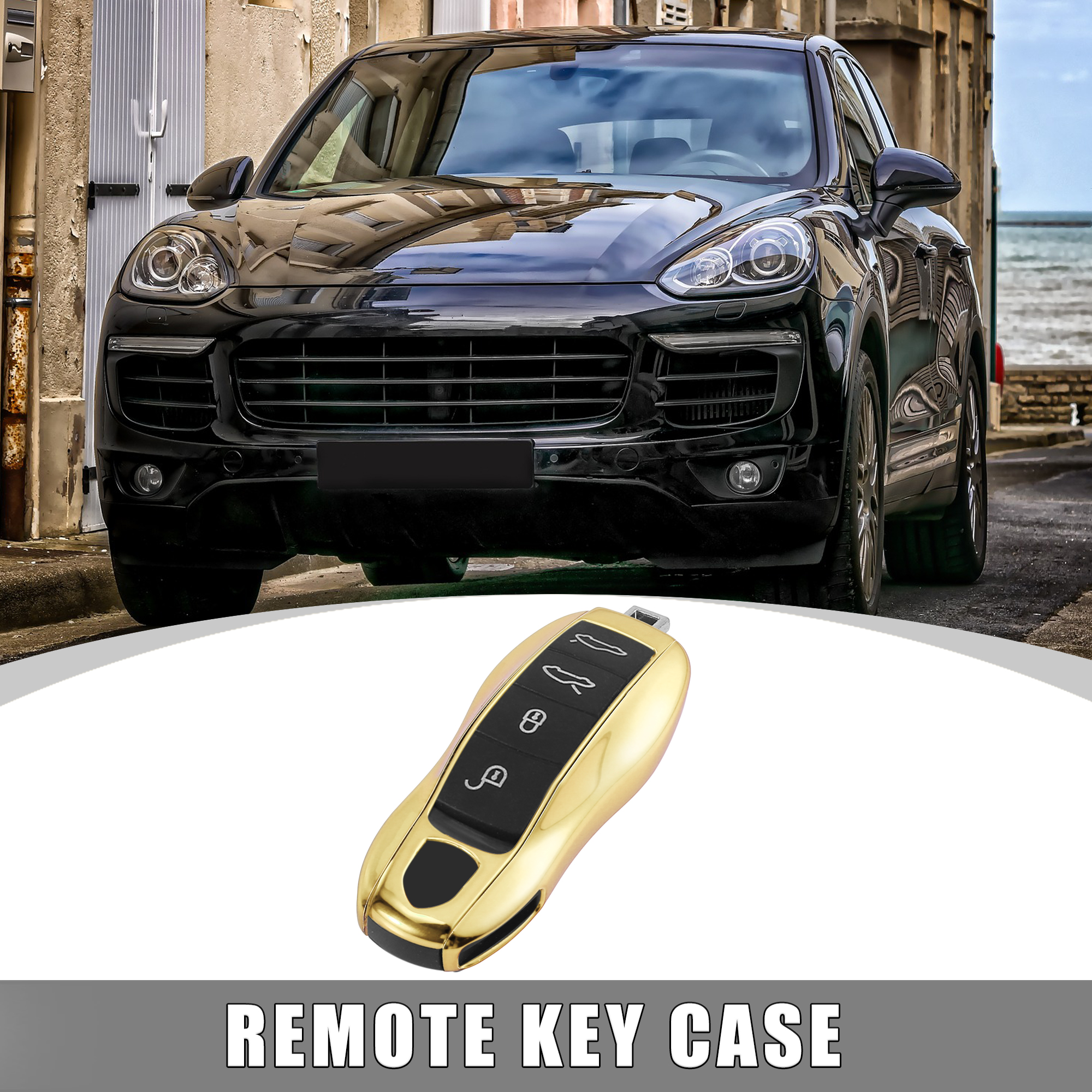 Unique Bargains Auto Remote Key Cover Key Fob Case Cover Shell Set for Porsche Cayenne Macan