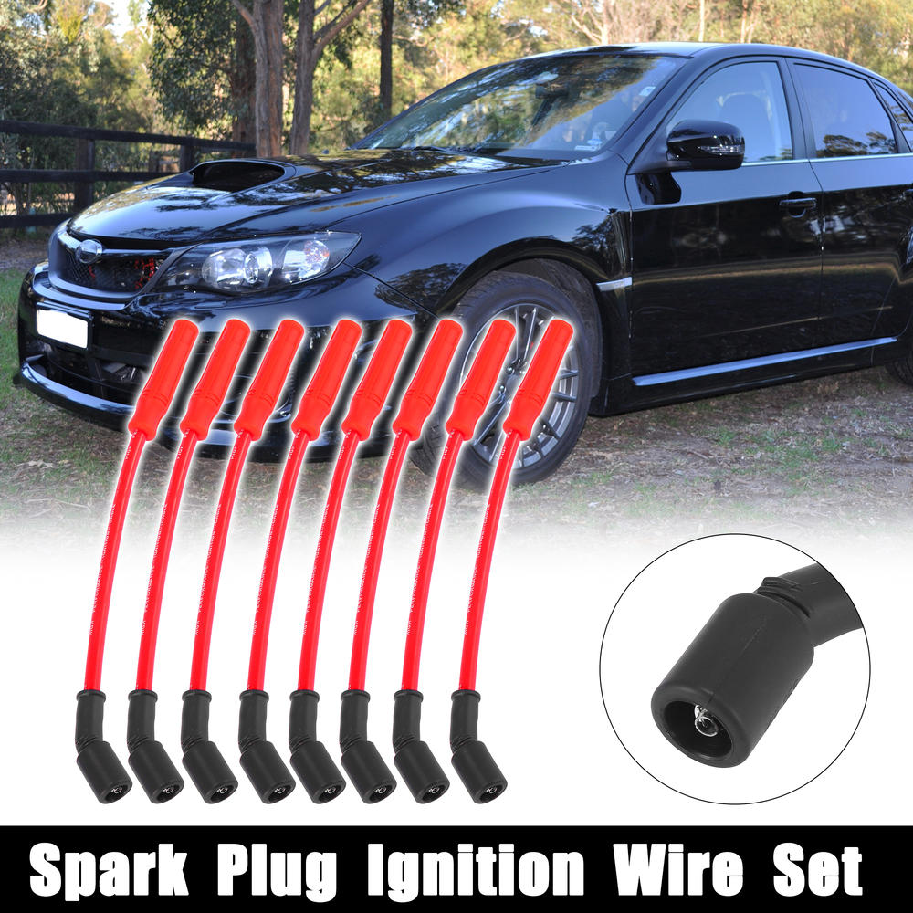 Unique Bargains Vehicle 10.5mm Spark Plug Ignition Wire Red Set for GMC Sierra 2007-2013