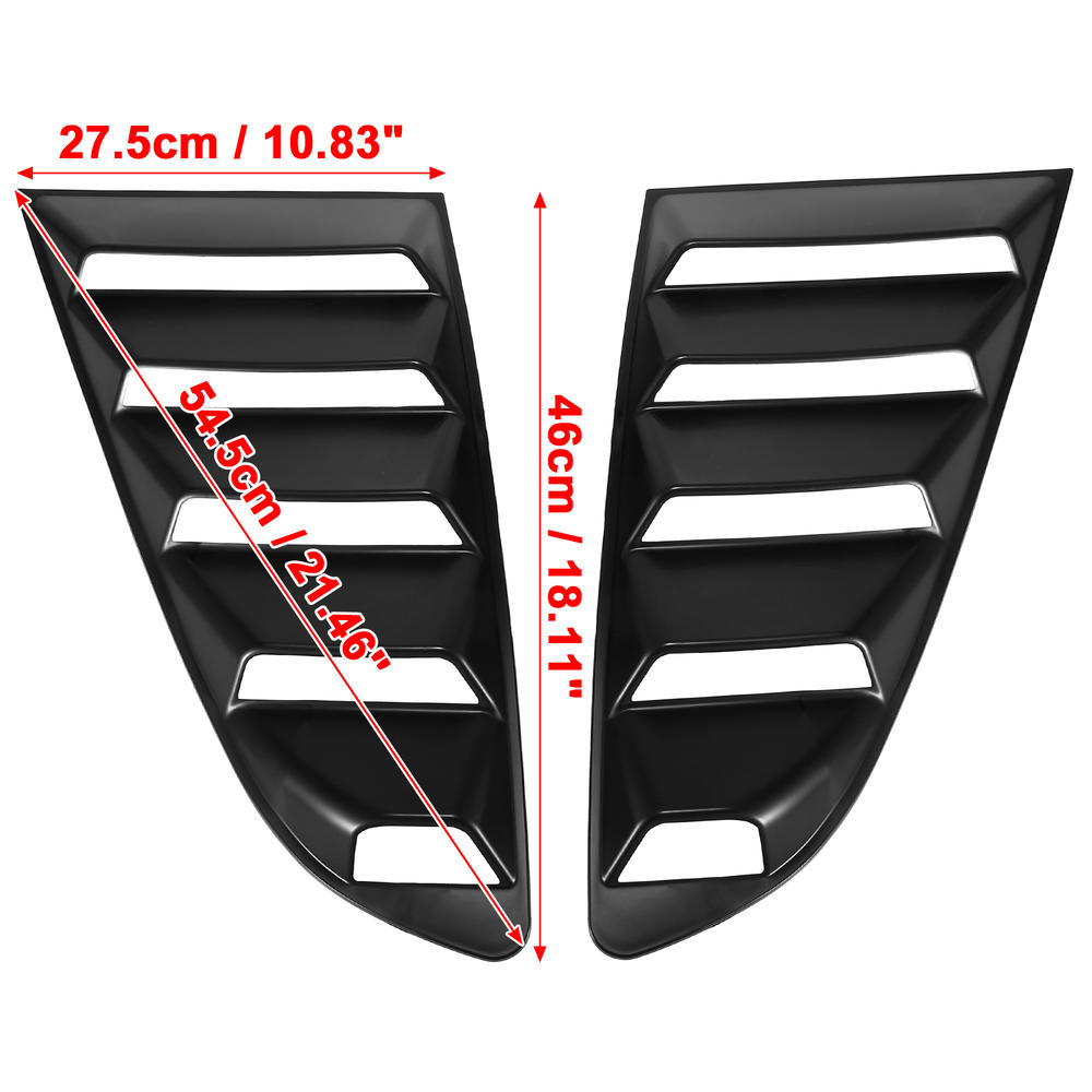 Unique Bargains 1 Pair Car Rear Side Window Louvers Cover for Ford for Mustang 2015-2019 Black