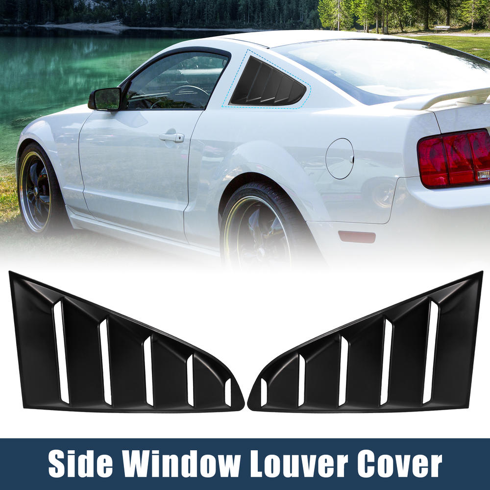Unique Bargains 1 Pair Car Rear Side Window Louvers Cover for Ford for Mustang 2015-2019 Black