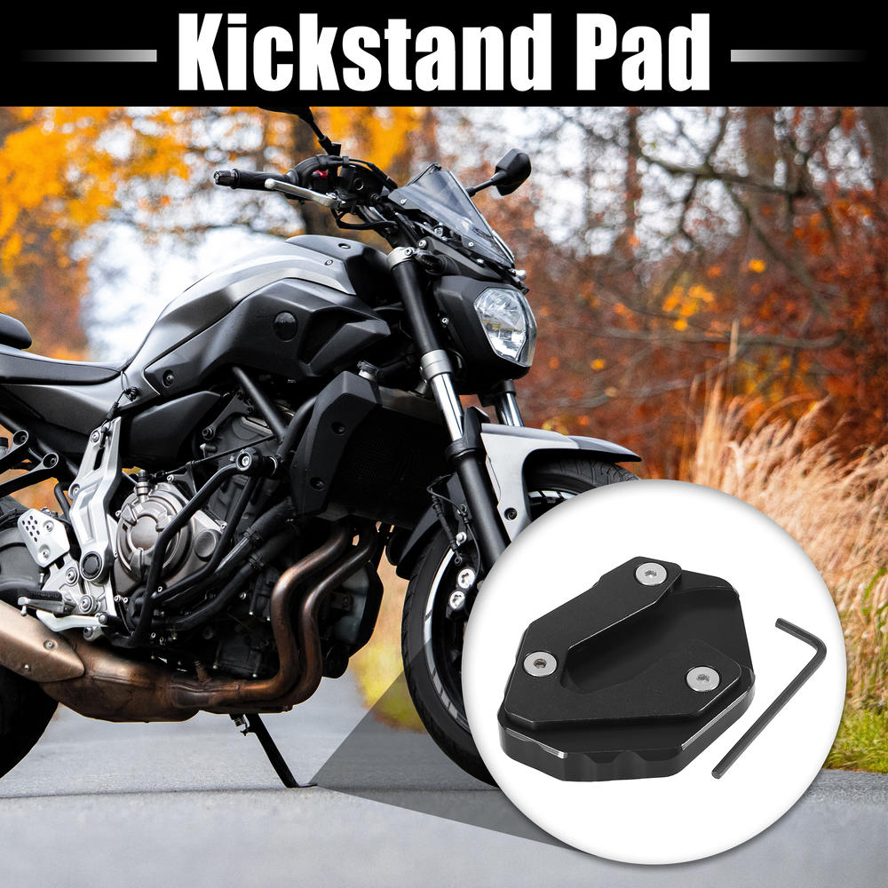 Unique Bargains Motorcycle Kickstand Foot Plate Side Stand Pad Black for Yamaha MT09 XSR900