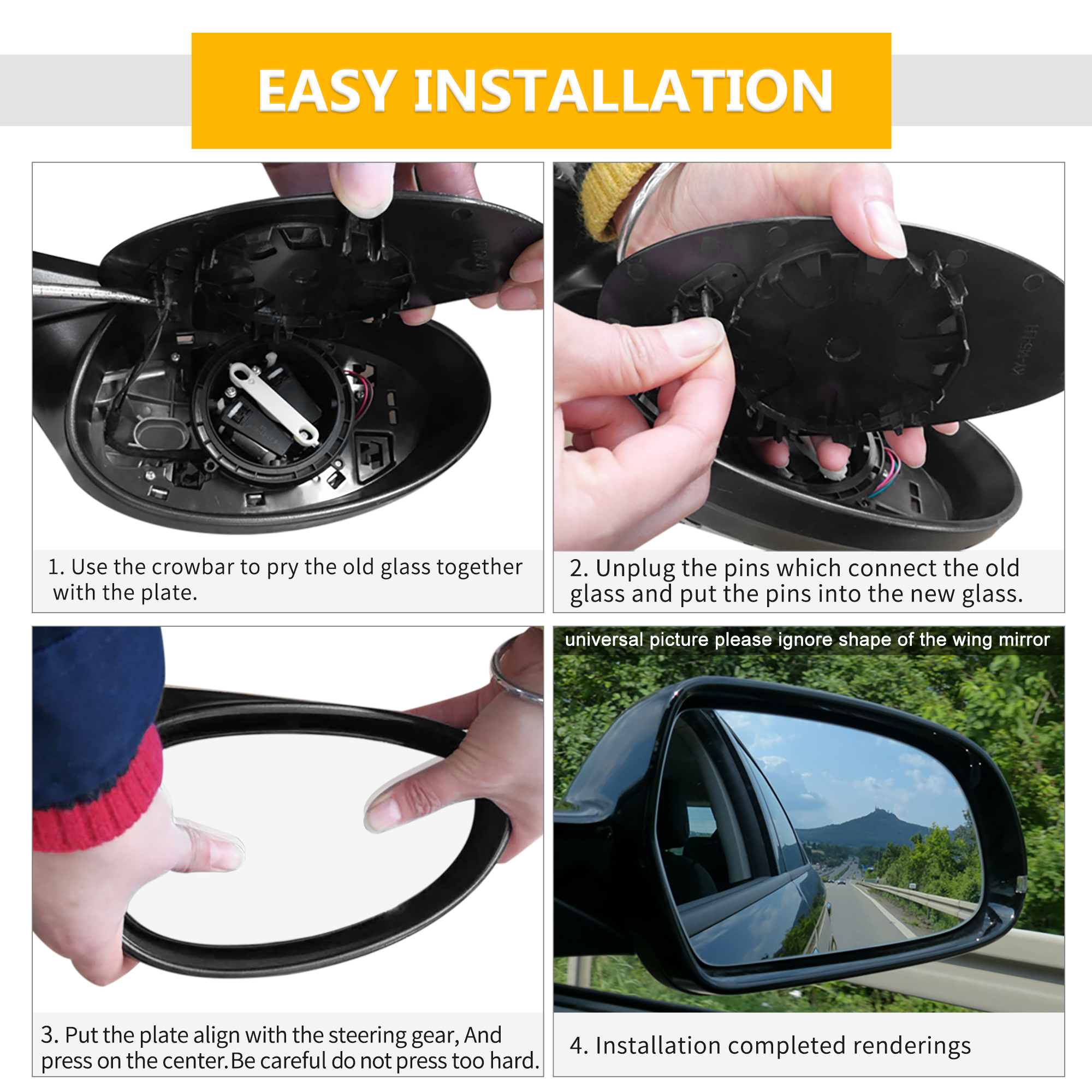 Unique Bargains Car Right Rearview Mirror Glass Heated with Backing Plate 51168291220 for BMW X5