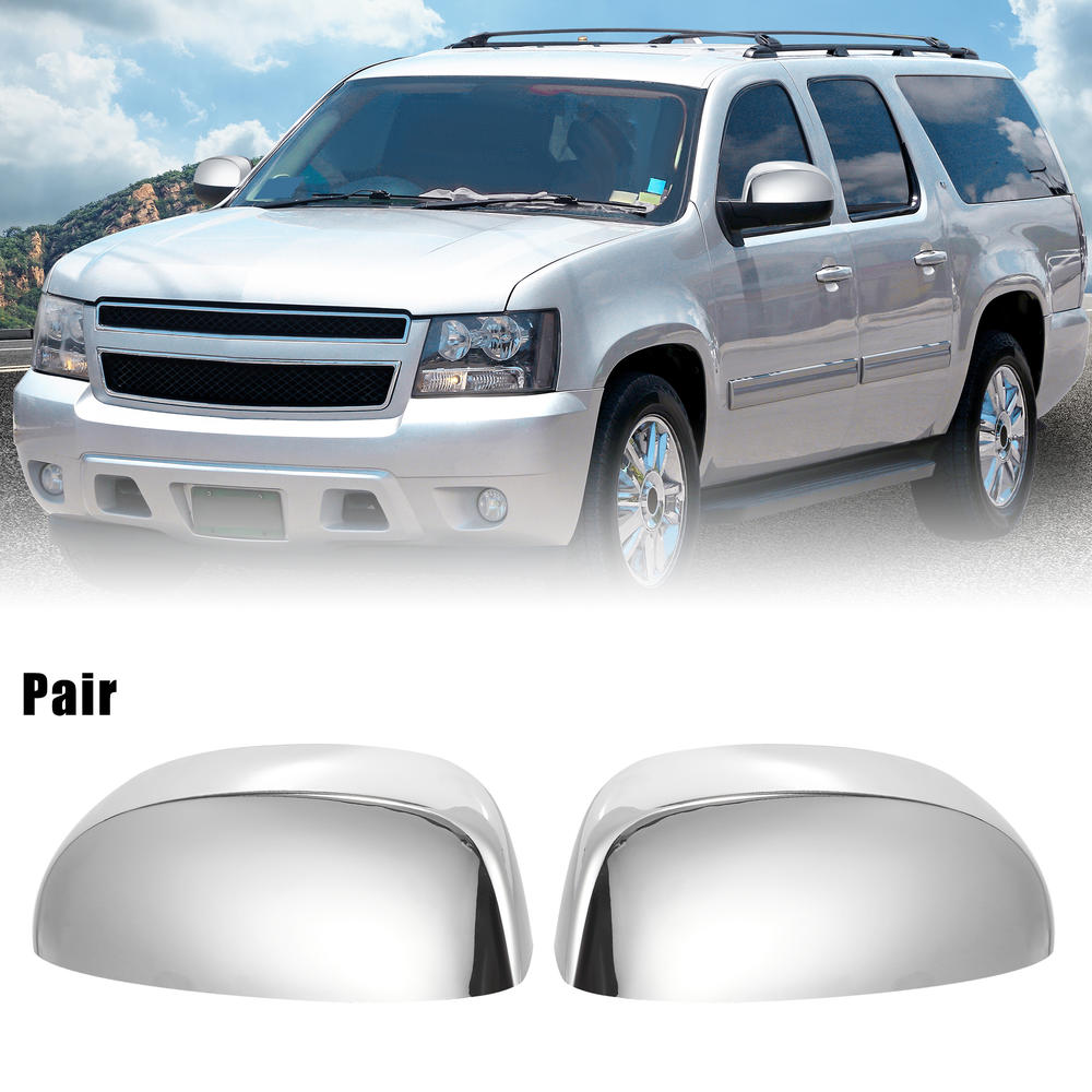 Unique Bargains Pair Chrome Mirror Covers Cap for Chevrolet Silverado 1500 2500 3500HD Tahoe