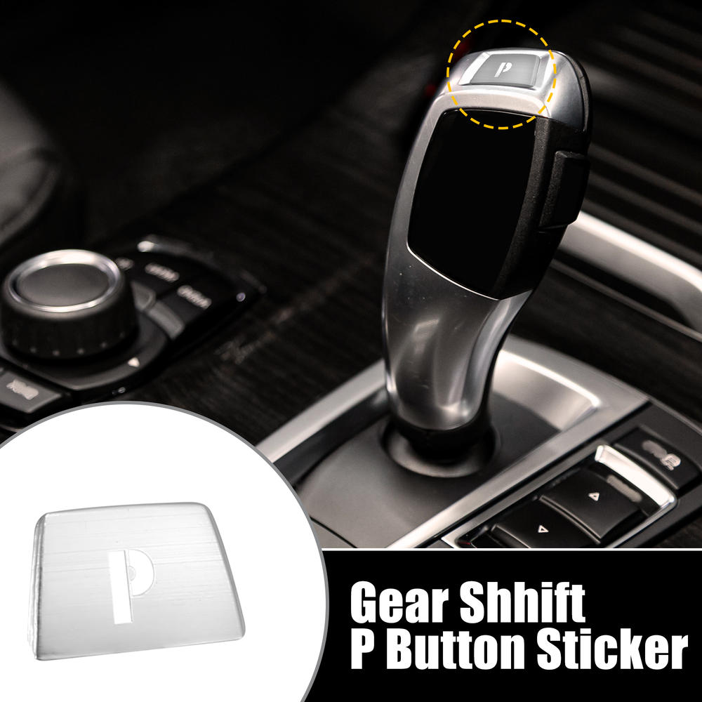 Unique Bargains Silver Tone Gear Shift P Button Sticker for BMW 1 2 3 4 5 6 7 Series X3 X5 X6