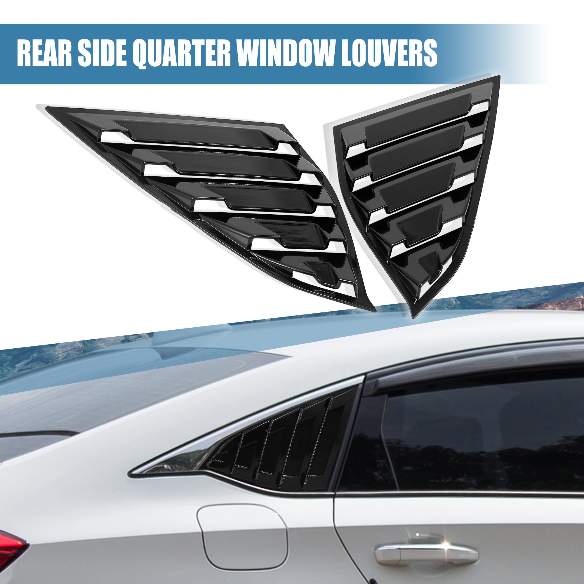 Unique Bargains 2pcs For Honda Accord 18-21 Glossy Black Rear Quarter Vent Window Scoop Louver