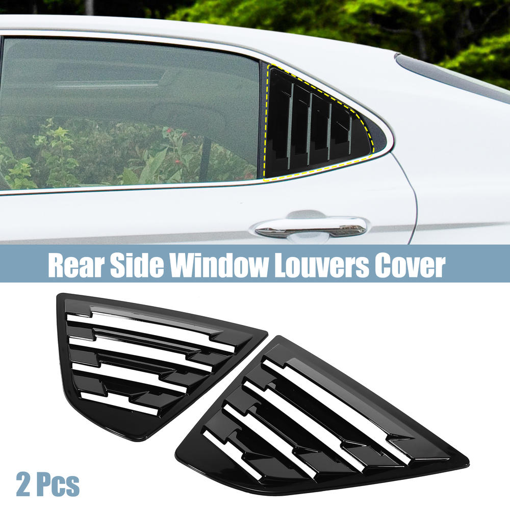 Unique Bargains 2pcs Glossy Black Rear Side Window Louver Cover Sun Shade Cover for Toyota Camry
