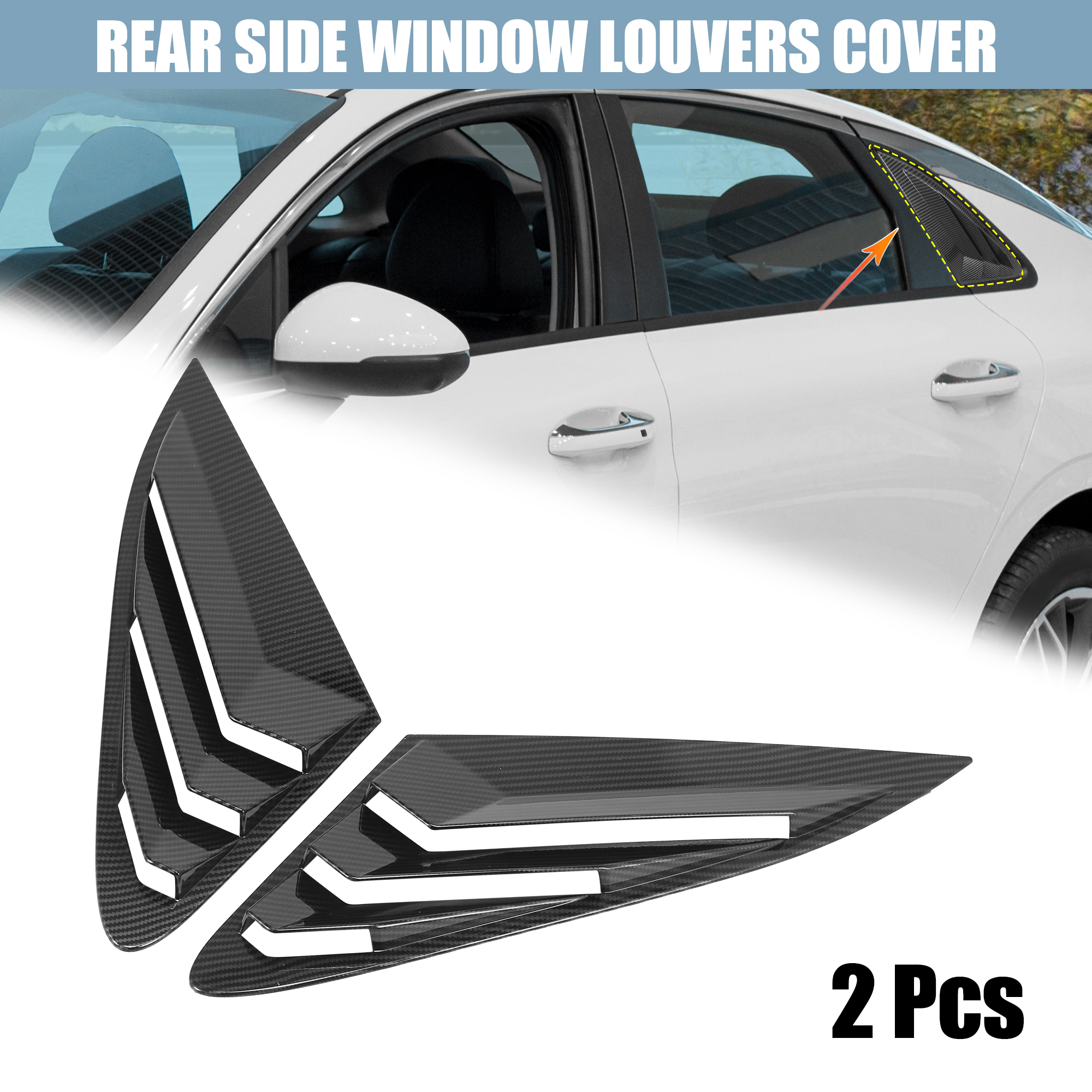 Unique Bargains 2pcs Rear Side Window Louvers Air Vent Cover Carbon Fiber Pattern for Kia K5 21