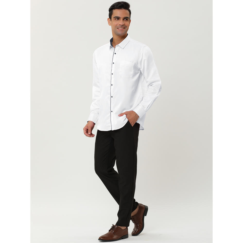 Unique Bargains Lars Amadeus Men's Dress Shirt Classic Slim Fit Long Sleeve Button Down Shirt