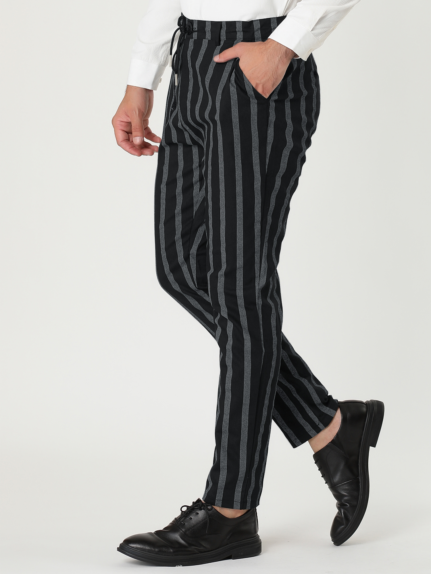 Unique Bargains Lars Amadeus Men's Striped Dress Pants Contrast Color Trousers