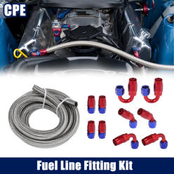 Unique Bargains Car Braided 10ft 3/8" Fuel Line Kit with AN6 End Fitting for CPE Oil Gas Hose