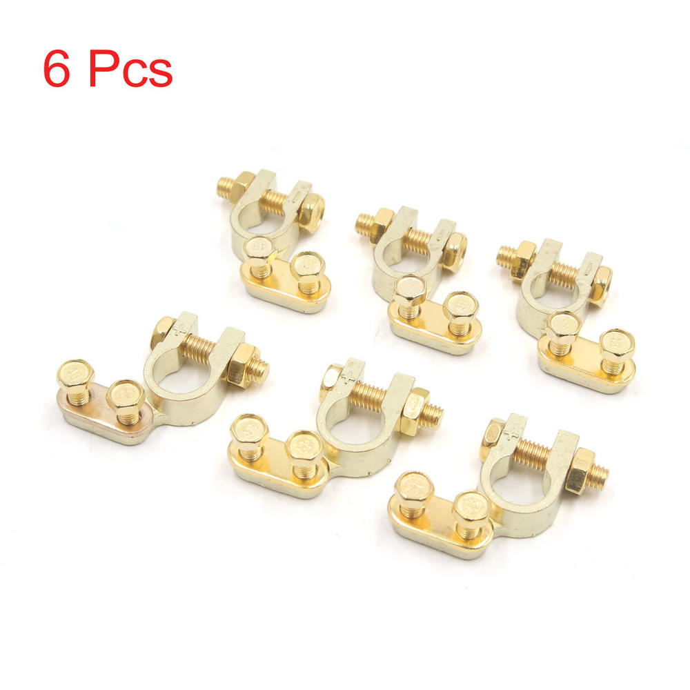 Unique Bargains 6Pcs Angle Type Battery Cable Terminal Connector Holder Post Clamp Clip for Car