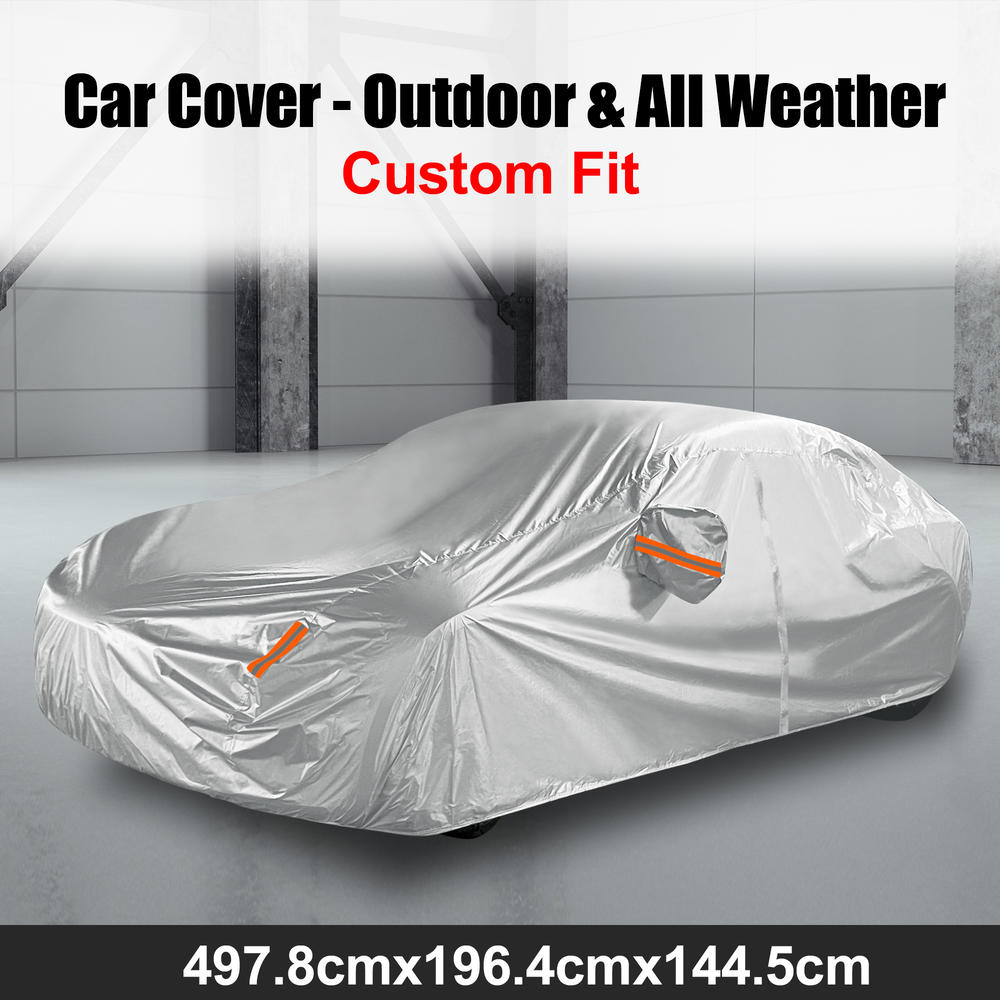 Unique Bargains 190T Full Car Cover for Tesla Model S 12-21 w/ Zipper Door Waterproof Outdoor