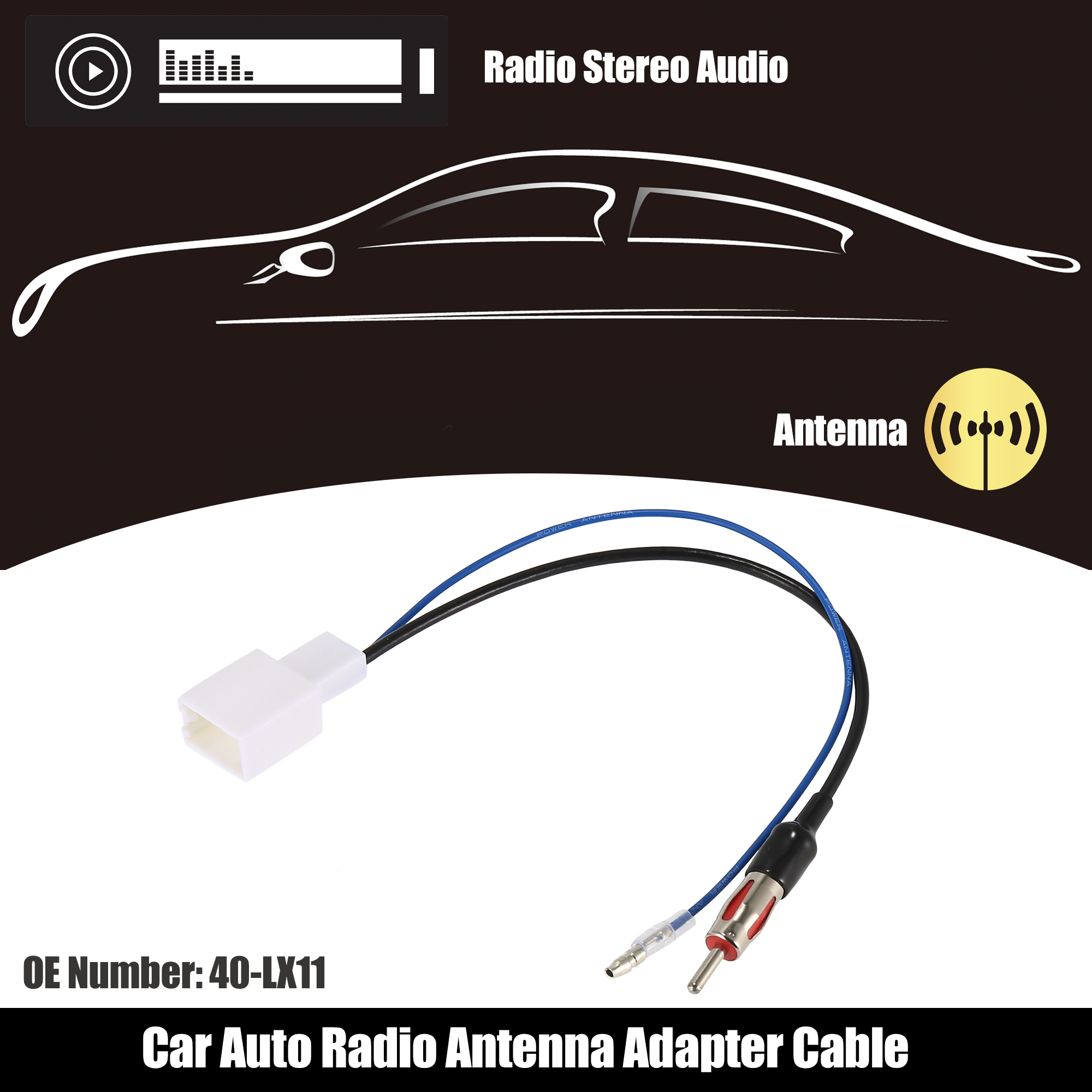Unique Bargains Car Radio Auto Antenna Adapter to Antenna Terminal Plug Connector Cable FM AM Stereo Audio for Lexus for Toyota 2006-Up 40-LX11